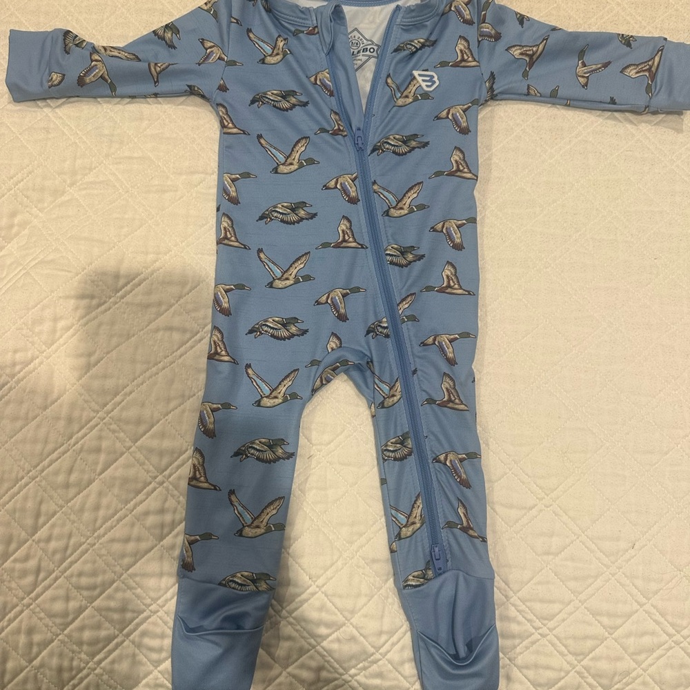 BURLEBO Blue Duck-Print Zippered Sleep Sack